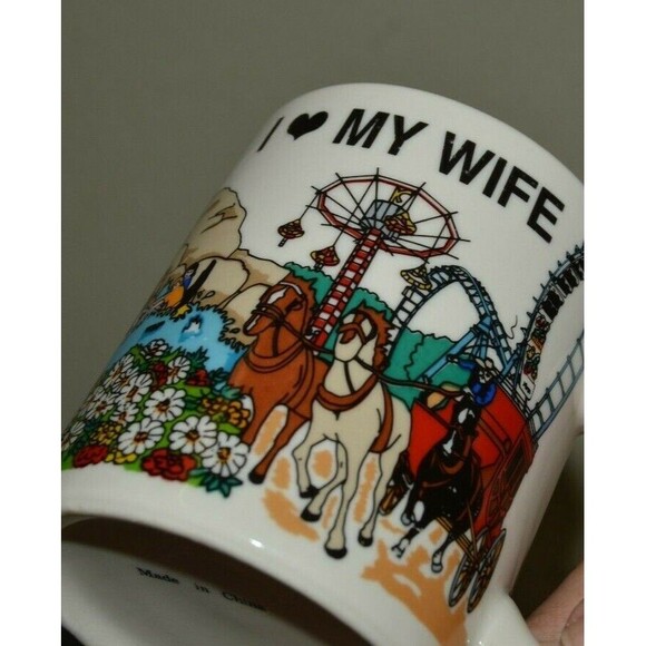 Nice MINTY Knott's Berry Farm Amusement Park I Love My Wife Coffee Mug RARE - Picture 2 of 6